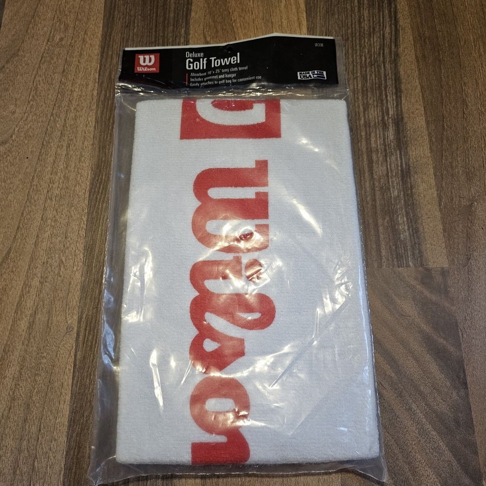 Vintage Wilson Red/ White Golf Towel Made In Usa 16"x25"
